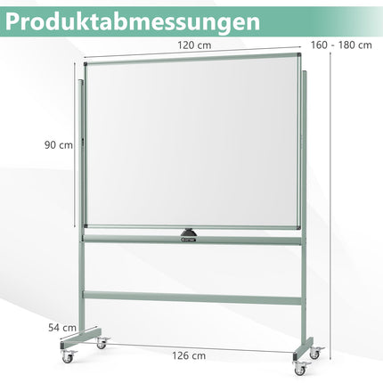 Tableau blanc mobile magnétique double face réglable avec roulettes