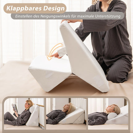 Verstellbares Memory Foam Keilkissen-Set – Cremeweiß