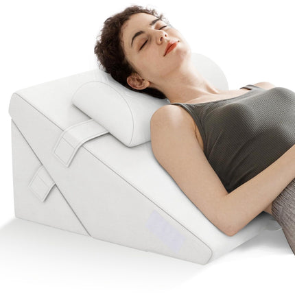 Verstellbares Memory Foam Keilkissen-Set – Cremeweiß