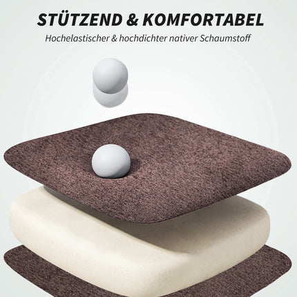 Verstellbarer Bürostuhl mit Fußstütze, brauner Stoff, Stahl