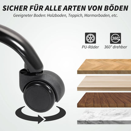 Verstellbarer Bürostuhl mit Fußstütze, brauner Stoff, Stahl