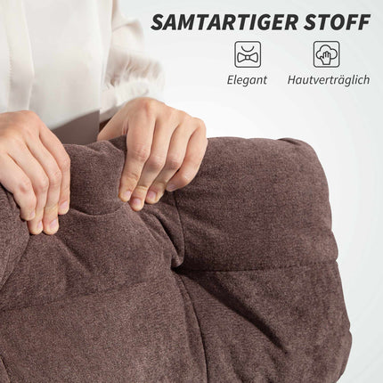 Verstellbarer Bürostuhl mit Fußstütze, brauner Stoff, Stahl