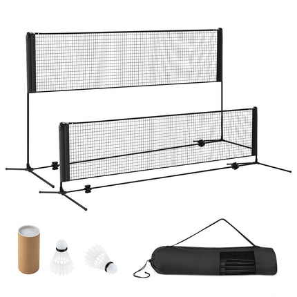 Verstellbares Outdoor-Badmintonnetz mit Ständer, Schwarz