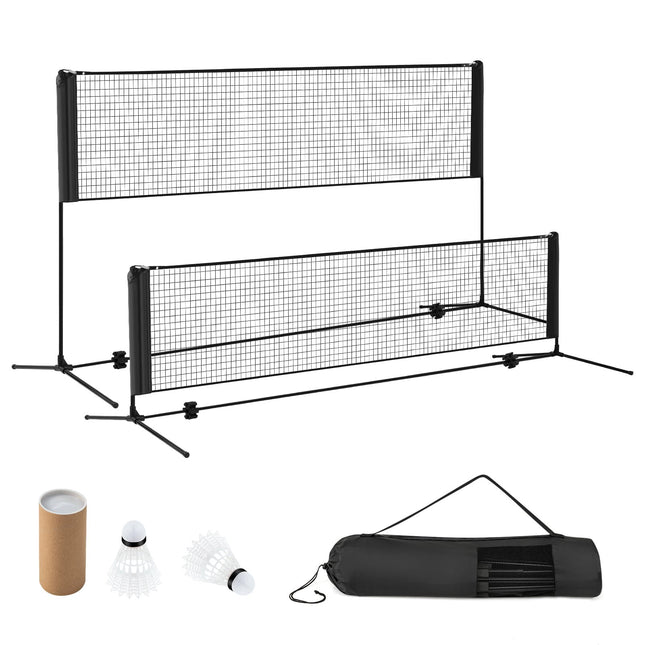 Verstellbares Outdoor-Badmintonnetz mit Ständer, Schwarz