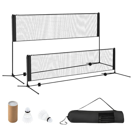 Verstellbares Outdoor-Badmintonnetz mit Ständer, Schwarz