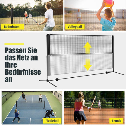 Verstellbares Outdoor-Badmintonnetz mit Ständer, Schwarz