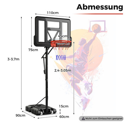Verstellbarer Outdoor-Basketballkorb mit Rollen & Gewichtstasche