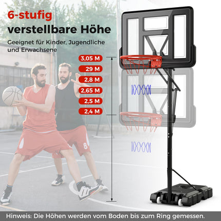 Verstellbarer Outdoor-Basketballkorb mit Rollen & Gewichtstasche