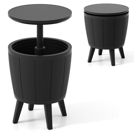 Table basse d'extérieur réglable avec glacière de 38 L, noire