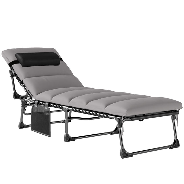 Chaise longue d'extérieur réglable avec coussin et poche