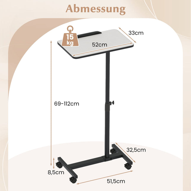 Table de lit réglable avec plateau pivotant, grise
