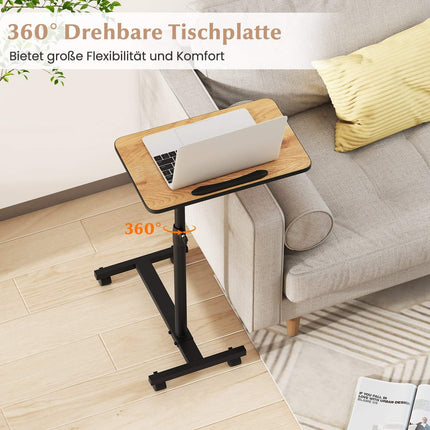 Verstellbarer Betttisch mit drehbarer Platte & Rollen