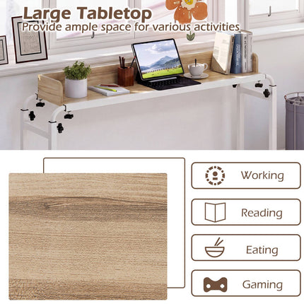 Table de lit réglable à roulettes – Finition naturelle