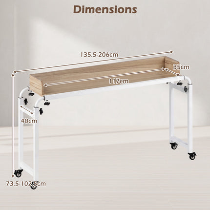 Table de lit réglable à roulettes – Finition naturelle