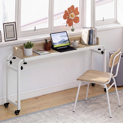 Table de lit réglable à roulettes – Finition naturelle