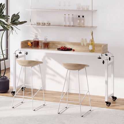Table de lit réglable à roulettes – Finition naturelle