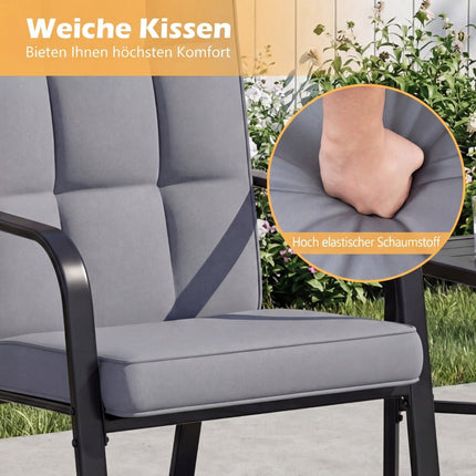 Verstellbare Terrassenstühle 2er-Set mit Polstern, Grau