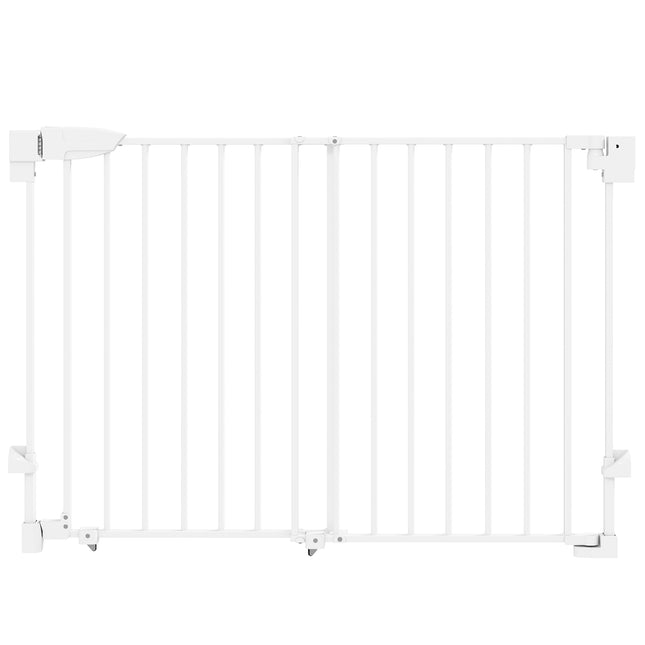 Barrière pour animaux réglable, fermeture automatique, 74,5-111,5 cm, blanche