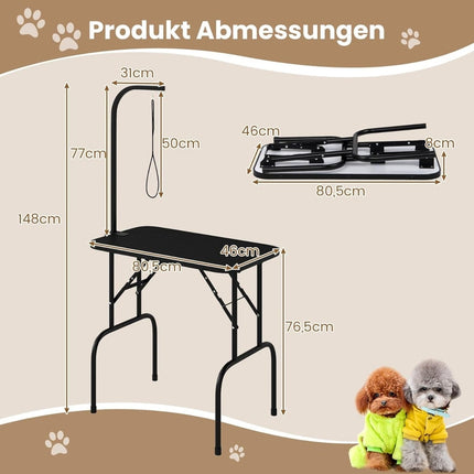 Table de toilettage réglable pour animaux, pliable, surface antidérapante