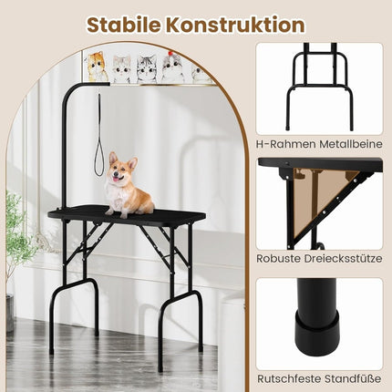 Table de toilettage réglable pour animaux, pliable, surface antidérapante