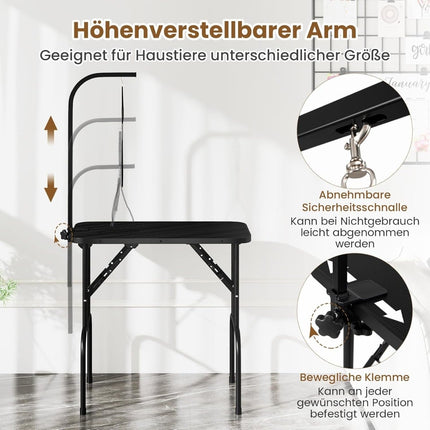 Table de toilettage réglable pour animaux, pliable, surface antidérapante