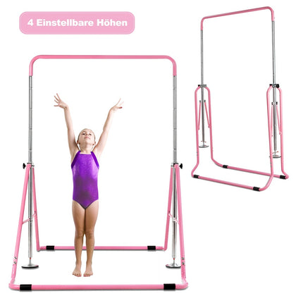 Barre de gymnastique rose réglable pour enfants, 90-130 cm