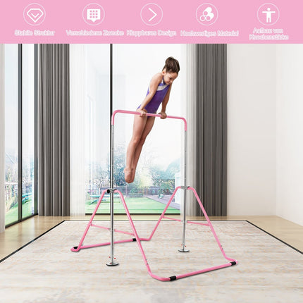Barre de gymnastique rose réglable pour enfants, 90-130 cm