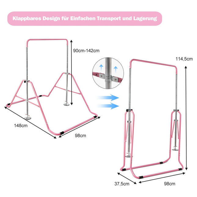 Verstellbares rosa Turnreck für Kinder, 90-130 cm