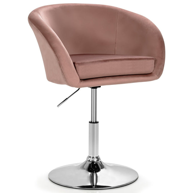 Verstellbarer pinker Samt-Barhocker, 360°-Drehung, 120 kg Tragkraft