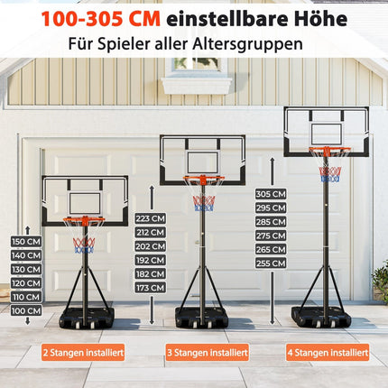 Verstellbarer, mobiler Basketballkorb mit Impact-Backboard