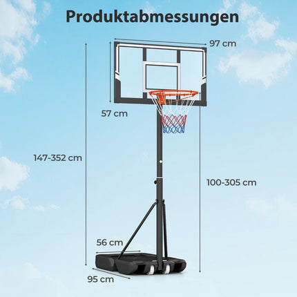Verstellbarer, mobiler Basketballkorb mit Impact-Backboard