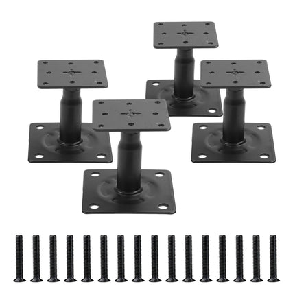 Verstellbare Pfostenstützen, 4er-Set – Schwarz, Stahl