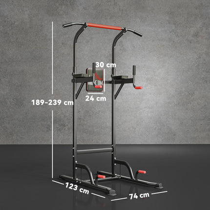 Verstellbarer Power Tower mit Klimmzugstange und Dip-Station