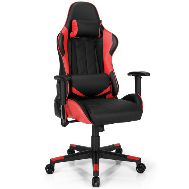 Verstellbarer Gaming-Stuhl im Rennstil mit Kopfstütze und Lendenkissen