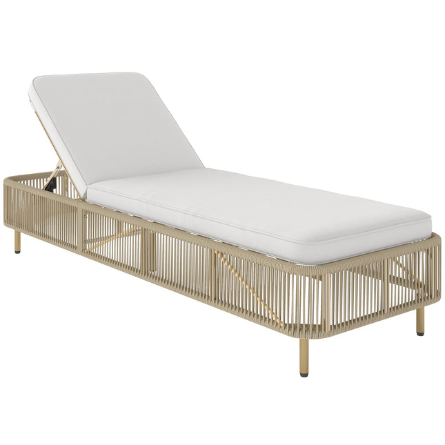 Transat réglable en rotin avec coussin, jaune/crème