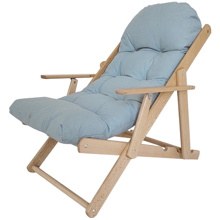 Fauteuil inclinable réglable, structure en hêtre, gris clair