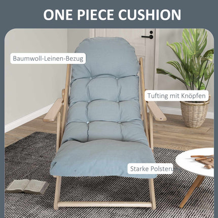 Fauteuil inclinable réglable, structure en hêtre, gris clair