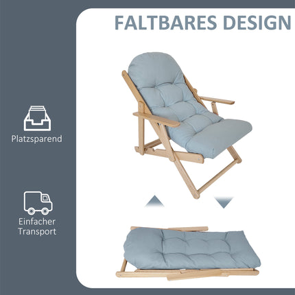 Fauteuil inclinable réglable, structure en hêtre, gris clair