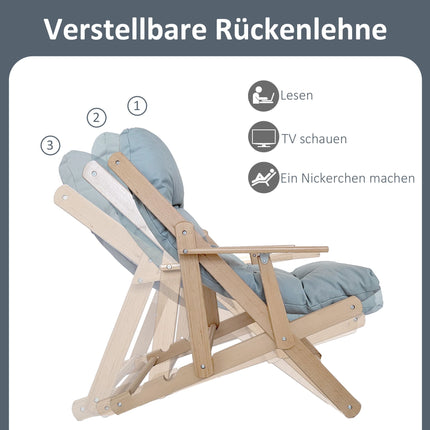 Fauteuil inclinable réglable, structure en hêtre, gris clair