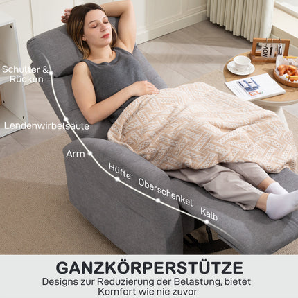 Fauteuil inclinable réglable avec repose-pieds, tissu gris foncé