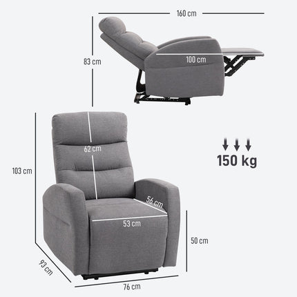 Fauteuil inclinable réglable avec repose-pieds, tissu gris foncé