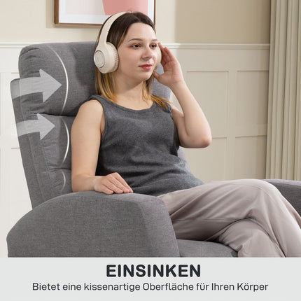 Fauteuil inclinable réglable avec repose-pieds, tissu gris foncé