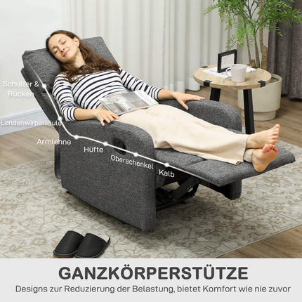 Fauteuil inclinable réglable avec repose-pieds, tissu gris