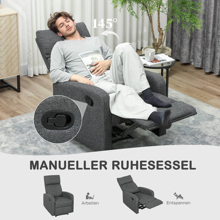 Fauteuil inclinable réglable avec repose-pieds, tissu gris