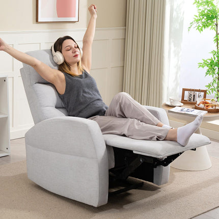 Fauteuil inclinable réglable avec repose-pieds, tissu gris clair