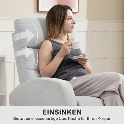 Fauteuil inclinable réglable avec repose-pieds, tissu gris clair