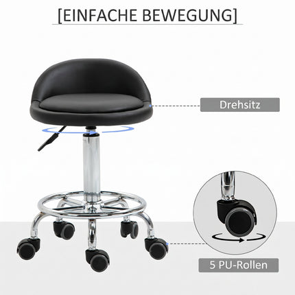 Verstellbarer Rollhocker 2er-Set mit Rückenlehne, 57-72 cm