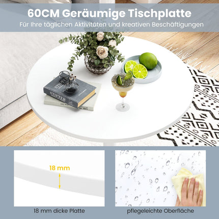 Verstellbarer runder Bistrotisch – 2 Höhen, 60 cm Weiß