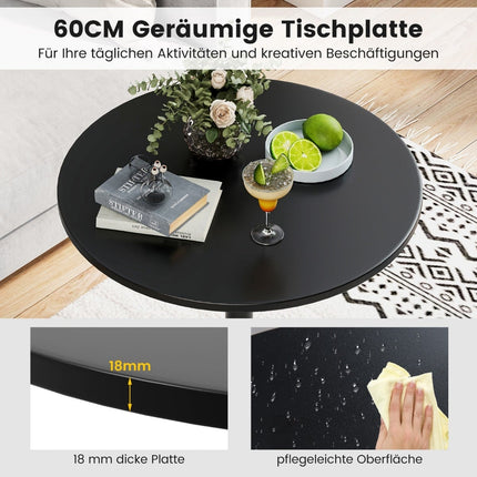 Verstellbarer runder Bistrotisch – 60 cm, schwarz, 2 Höhen