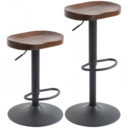 Verstellbare Sattelbarhocker, Ulmenholz, 2er-Set